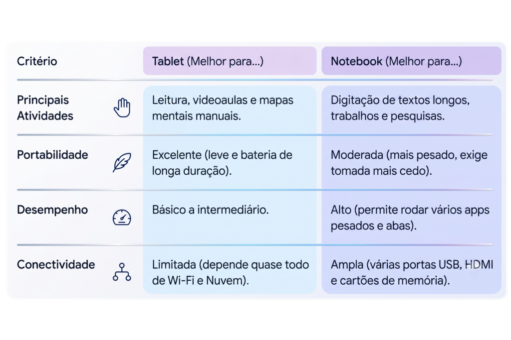Tablet ou notebook: qual o melhor para estudar?